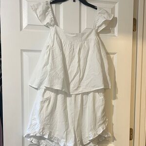White Ruffled Sleeveless Romper